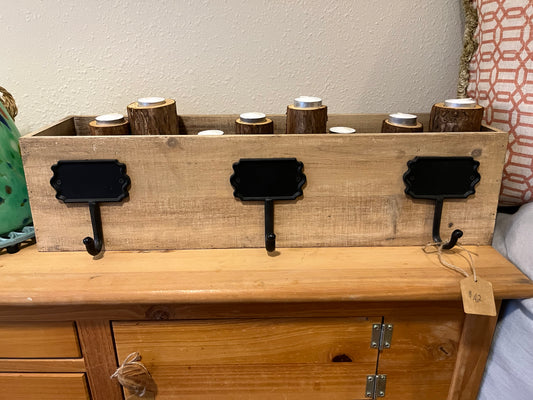 Wood Organization Bin with Hooks