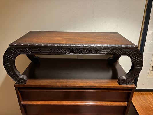 Antique Carved Chinese Wood Table / Bench