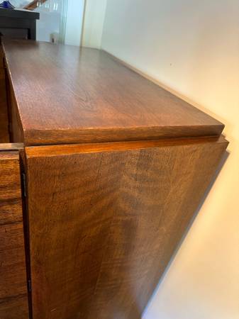 Vintage Lane Mid Century Walnut Brutalist Armoire