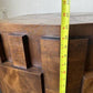 Pair of Vintage Lane Furniture Brutalist Mid Century Walnut Hexagonal Side Top Table Cabinets