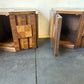 Pair of Vintage Lane Furniture Brutalist Mid Century Walnut Hexagonal Side Top Table Cabinets