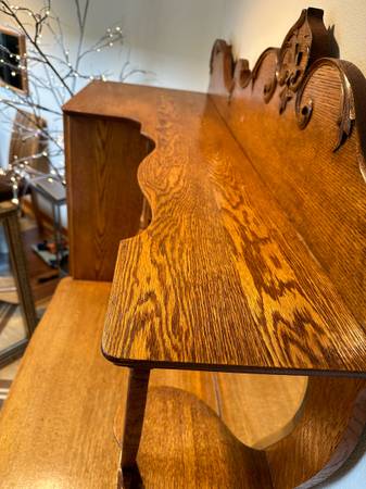 Antique Honey Oak Side By Side China Buffet