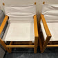 Vintage Mid Century Wooden Canvas Sling Safari Lounge Chairs Set Of 4