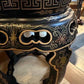 Vintage Chinoiserie Hand Painted Lacquer Stool Plant Stand Ottoman Accent Side Table