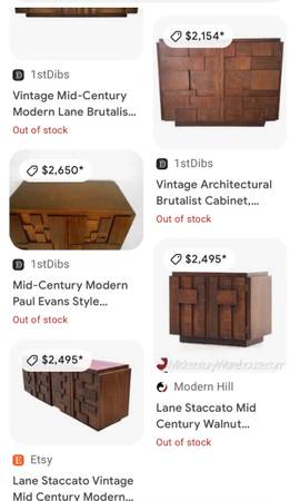 Lane Vintage Staccato Brutalist Mid Century Walnut Side Cabinet