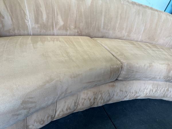 Custom Made By Weiman Preview Suede Mid Century Kidney Shaped Curved Sofa