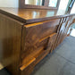 Vintage Lane Staccato Brutalist Mid Century Walnut Credenza with Mirror