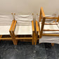 Vintage Mid Century Wooden Canvas Sling Safari Lounge Chairs Set Of 4