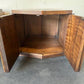 Pair of Vintage Lane Furniture Brutalist Mid Century Walnut Hexagonal Side Top Table Cabinets