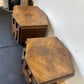 Pair of Vintage Lane Furniture Brutalist Mid Century Walnut Hexagonal Side Top Table Cabinets