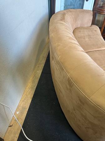 Custom Made By Weiman Preview Suede Mid Century Kidney Shaped Curved Sofa