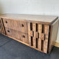 Lane Furniture Vintage Staccato Brutalist Mid Century Walnut Cabinet Hutch