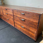 Vintage Mid Century Modern Rosewood Solid Wood Lowboy Credenza Dovetail 9-Drawer Console