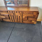 Vintage Lane Staccato Brutalist Mid Century Walnut Credenza with Mirror