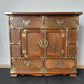 Vintage Asian Tansu Banded Burl Wood Chest Brass Mounted Storage Cabinet #0112