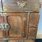 Vintage Asian Tansu Banded Burl Wood Chest Brass Mounted Storage Cabinet #0112