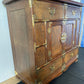 Vintage Asian Tansu Banded Burl Wood Chest Brass Mounted Storage Cabinet #0112