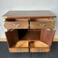 Vintage Asian Tansu Banded Burl Wood Chest Brass Mounted Storage Cabinet #0112