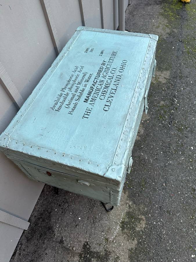 Vintage Antique Trunk Coffee Table with Legs American Agriculture Chemical Co.