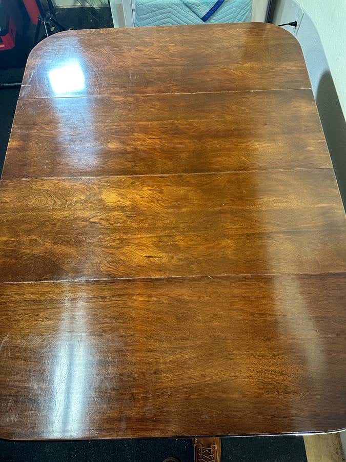 Duncan Phyfe, The Warfield, Mahogany 1937 Vintage/Antique Rolling Dining Table