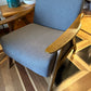 Mid century Modern Upholstered and Wood Lounge Chair Blue/Grey