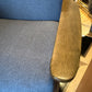 Mid century Modern Upholstered and Wood Lounge Chair Blue/Grey