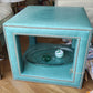 Teal Leather Side Table with Accents