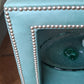 Teal Leather Side Table with Accents