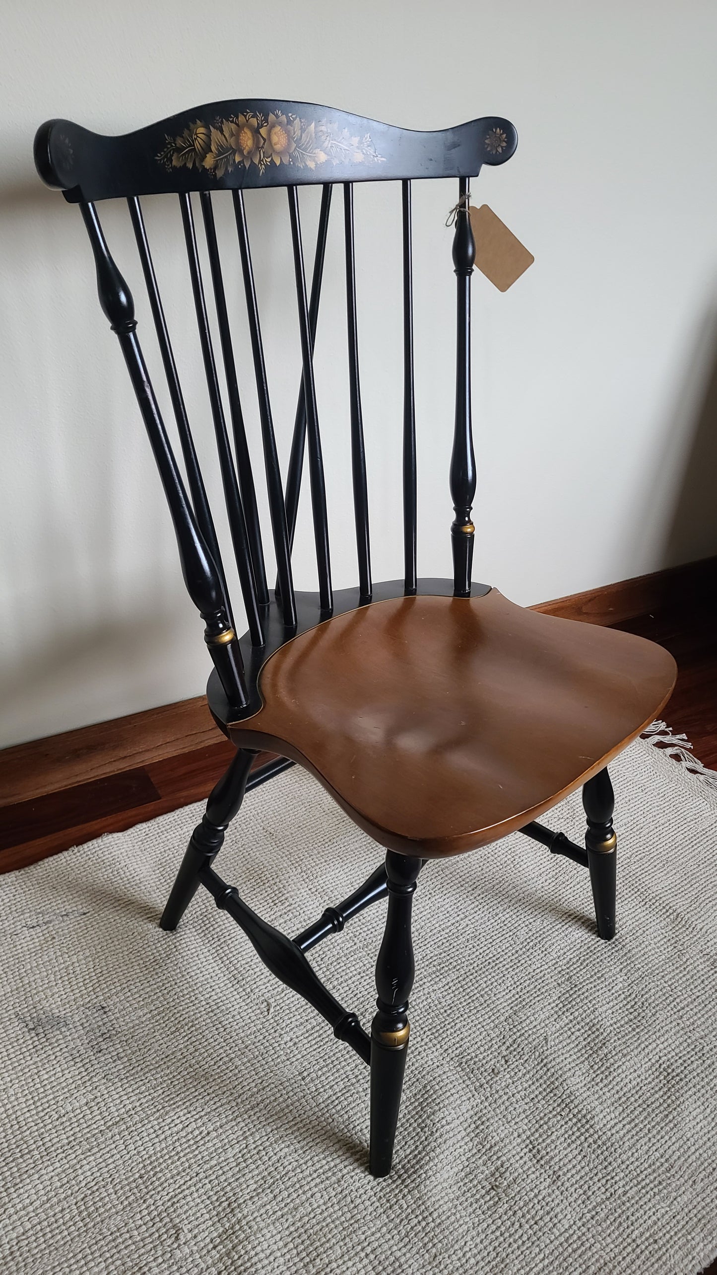 Vintage L. Hitchcock Spinndle Brace Back Windsor Style Arm Chair