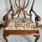 Ornate Thistle Pattern Vintage Wooden Armchair