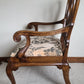 Ornate Thistle Pattern Vintage Wooden Armchair