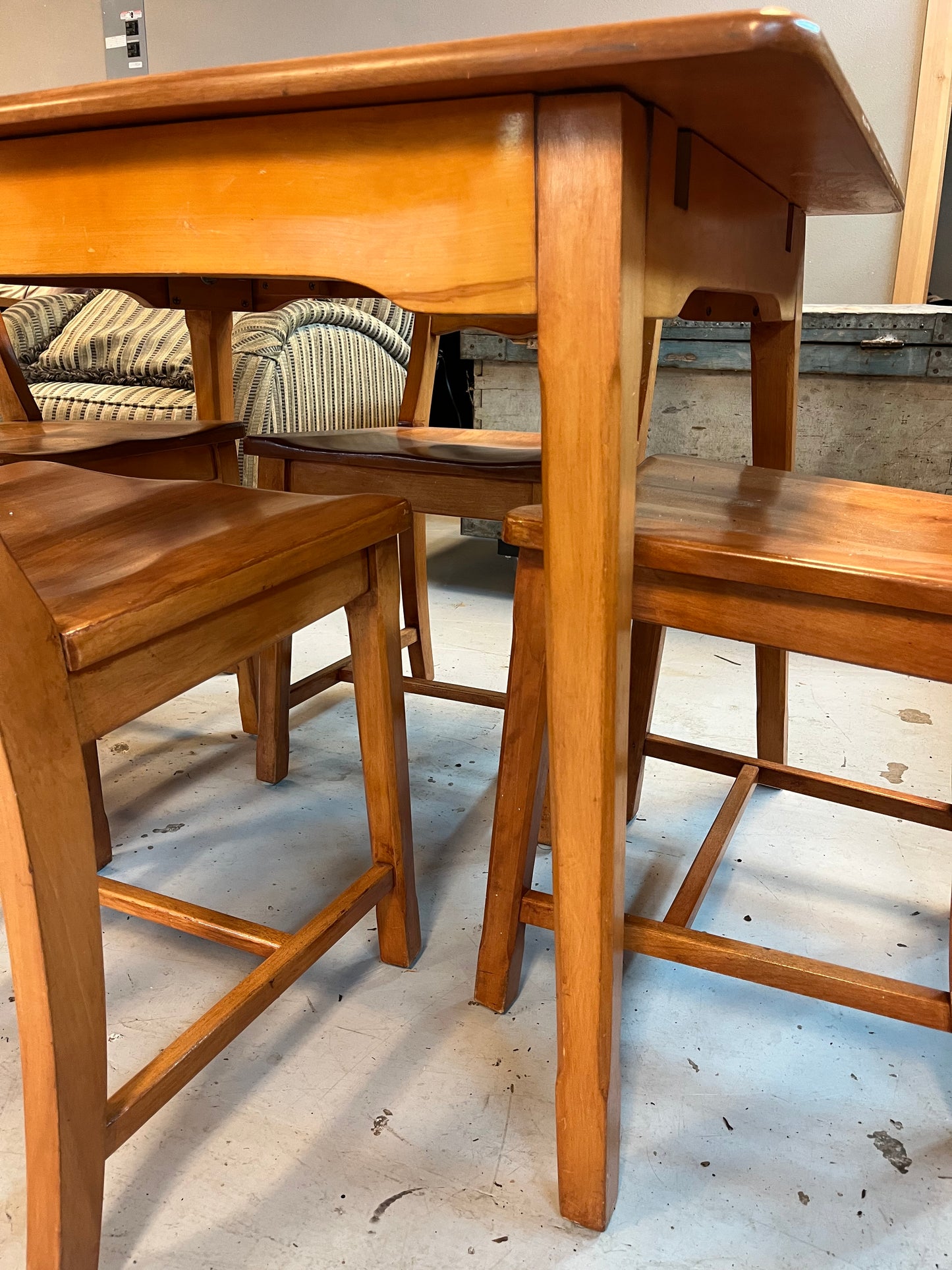 Solid Wood Dining Table w/ Chairs Set