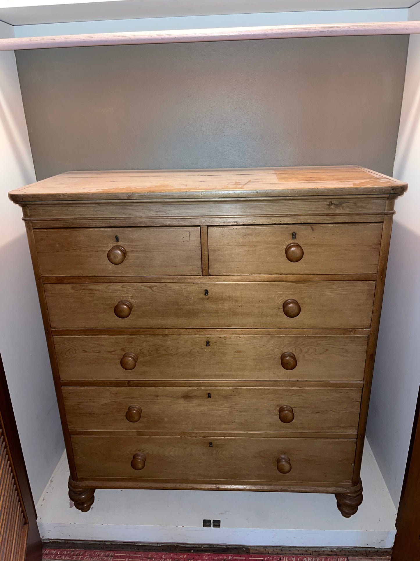 Antique Pine Tall Dresser Late 1800s