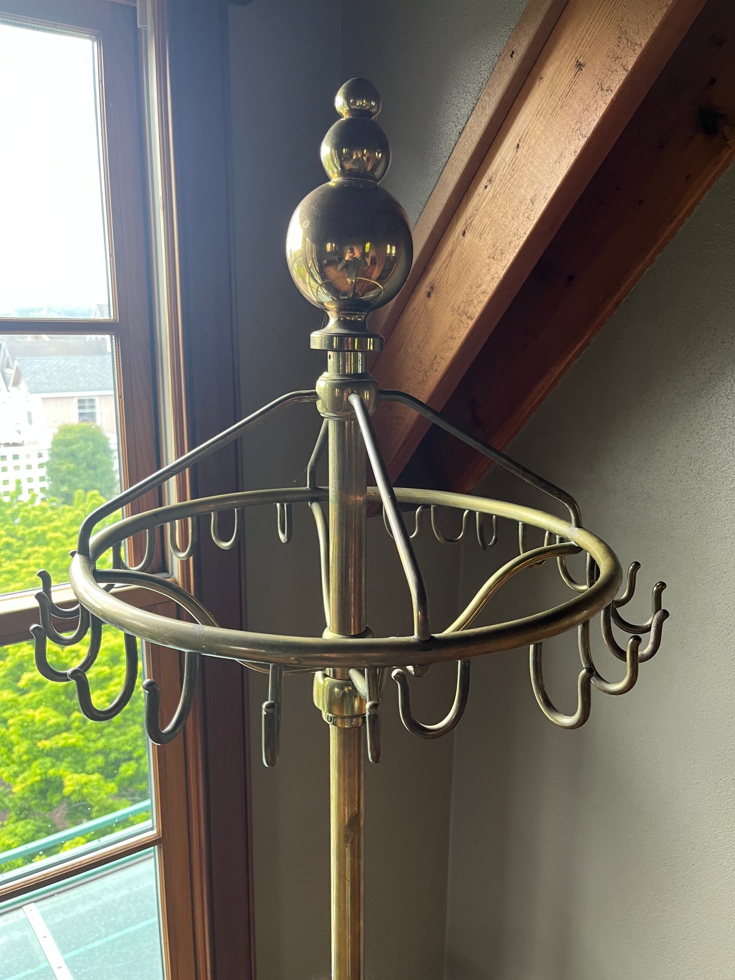 Antique Solid Brass & Iron Valet Coat Rack