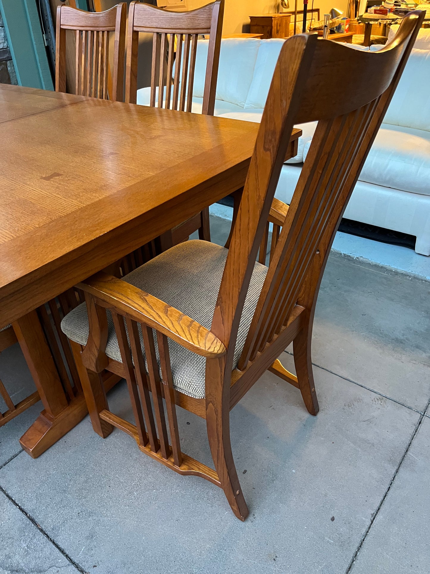 Mission Style Dining Table with Leaf + 6 Chairs