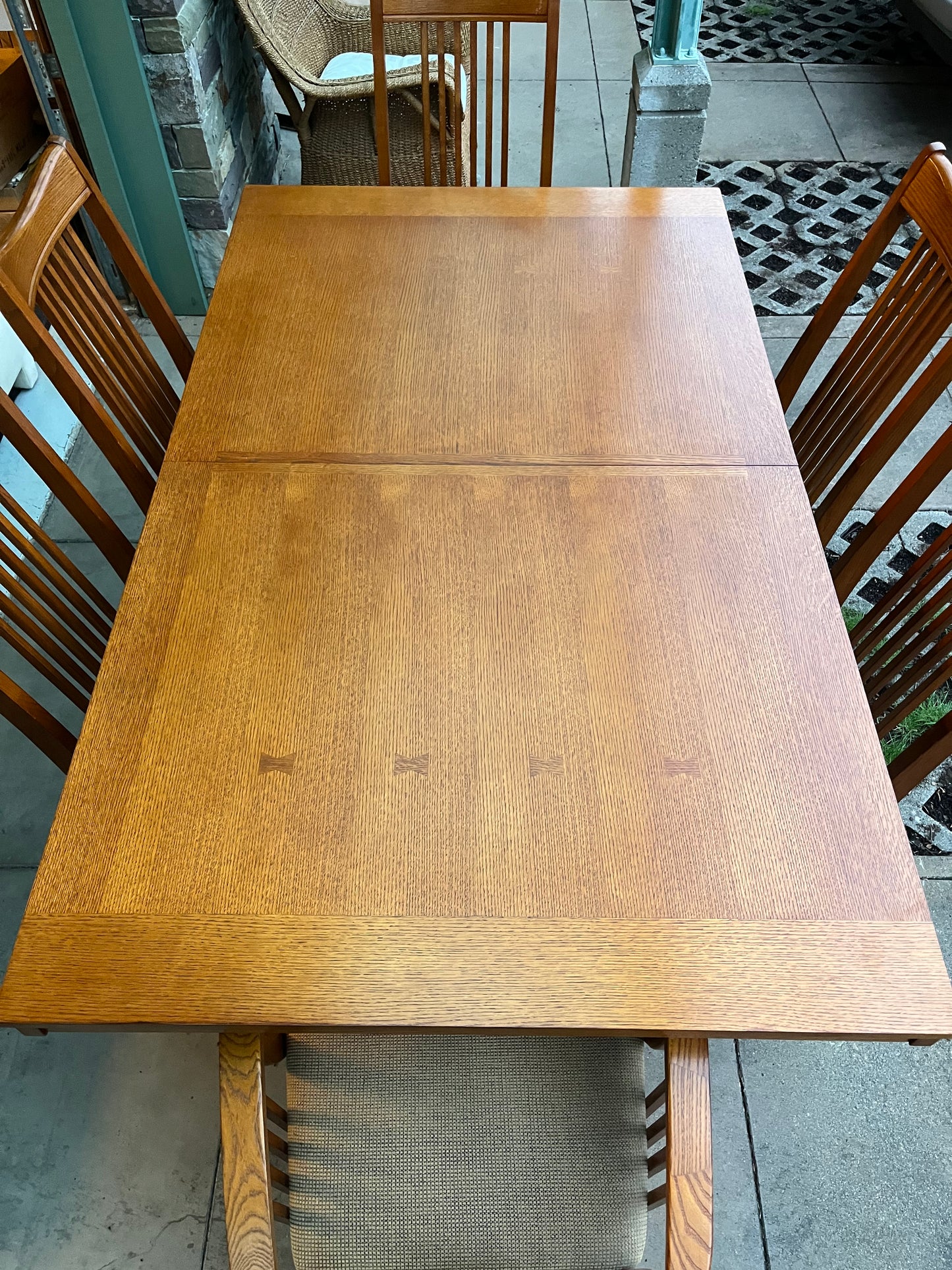 Mission Style Dining Table with Leaf + 6 Chairs