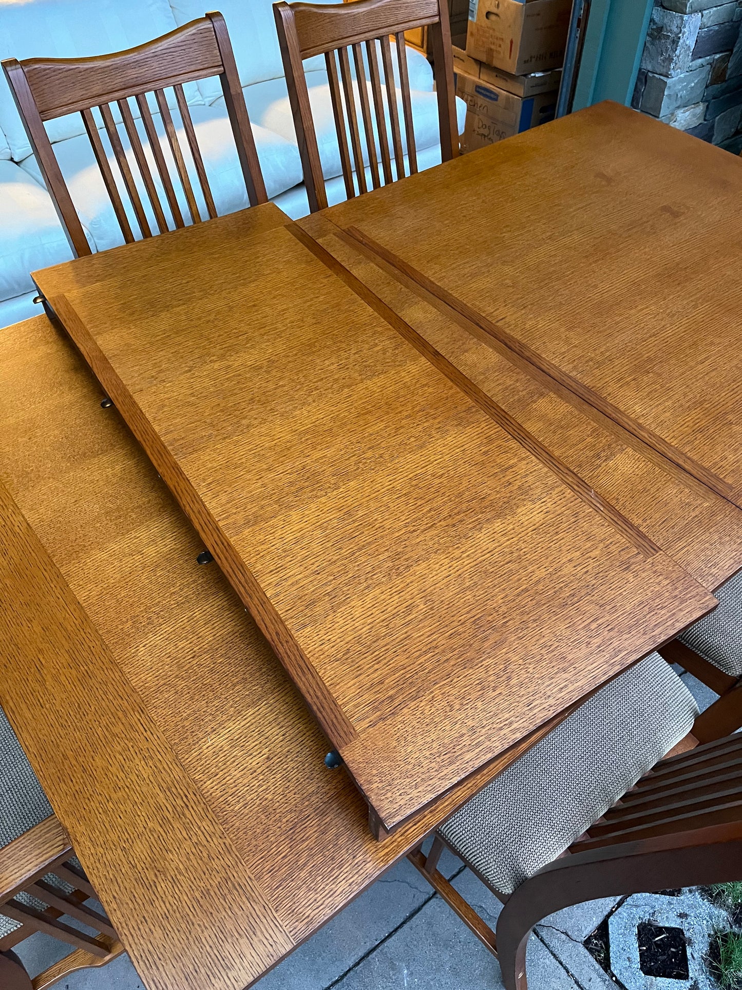 Mission Style Dining Table with Leaf + 6 Chairs