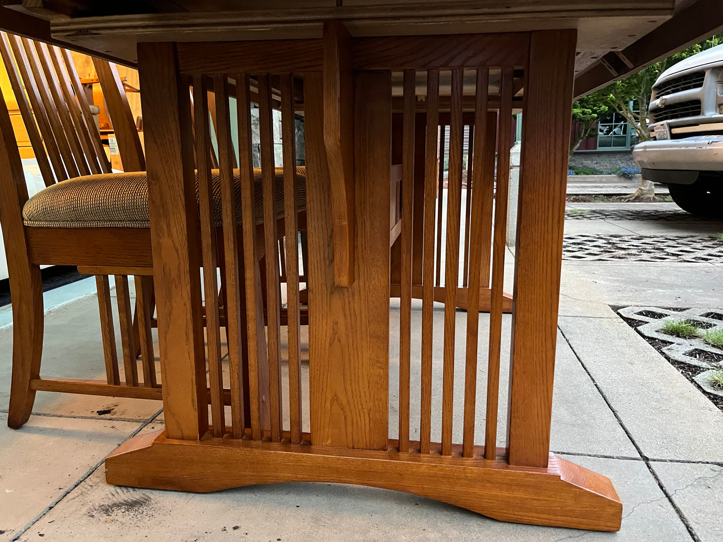 Mission Style Dining Table with Leaf + 6 Chairs