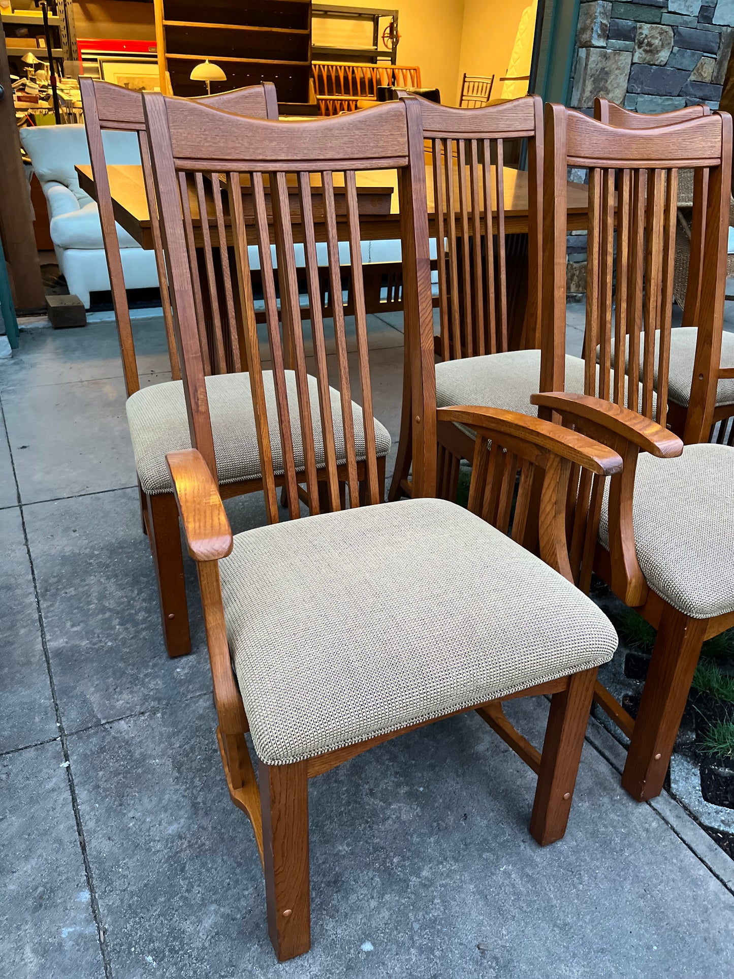 Mission Style Dining Table with Leaf + 6 Chairs