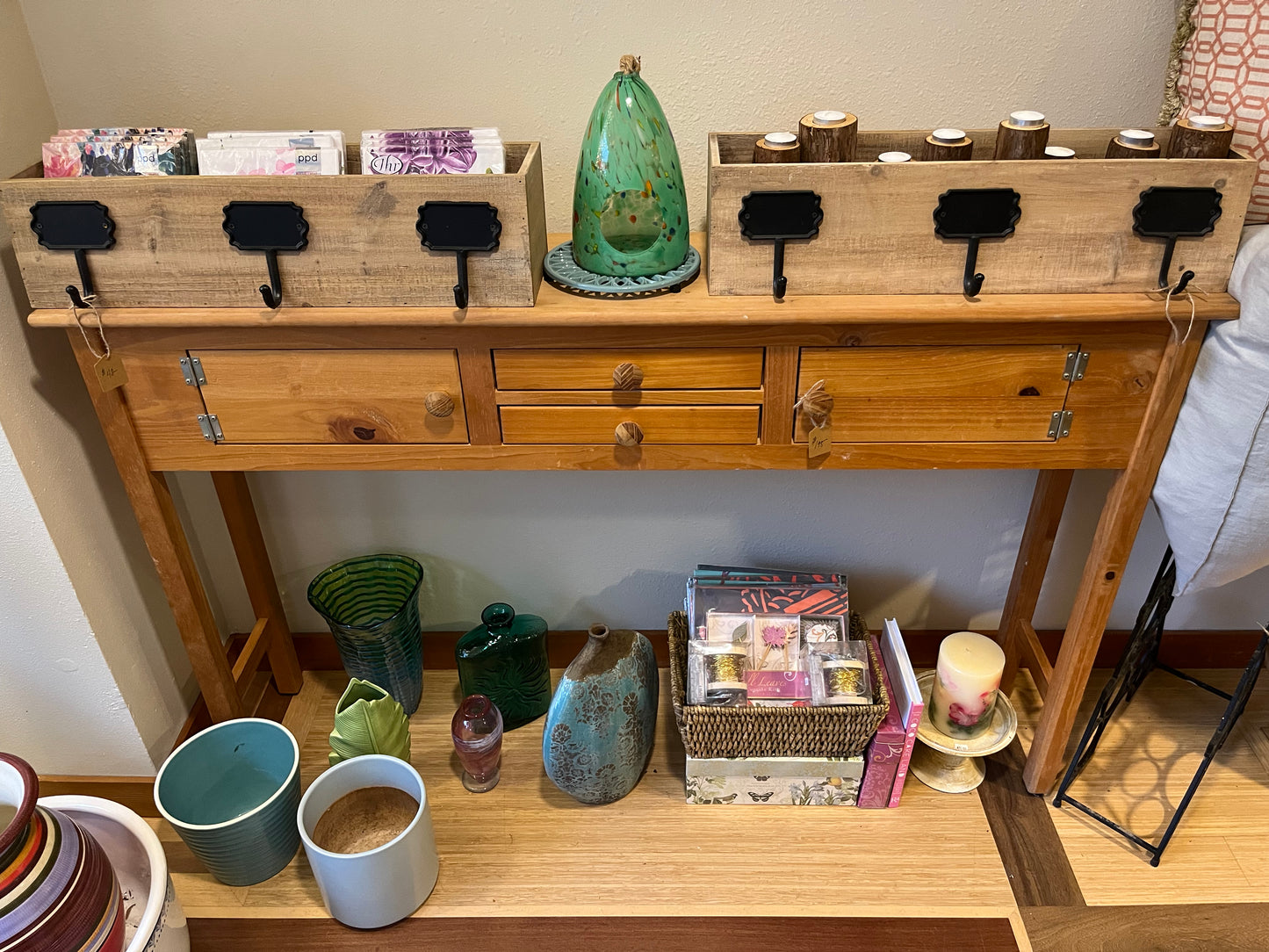 Wood Console with Storage