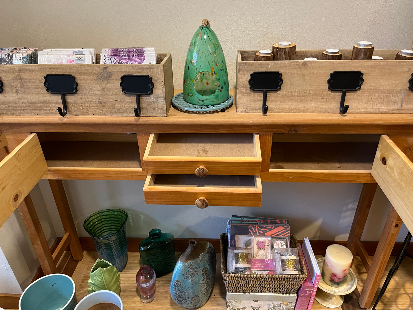 Wood Console with Storage