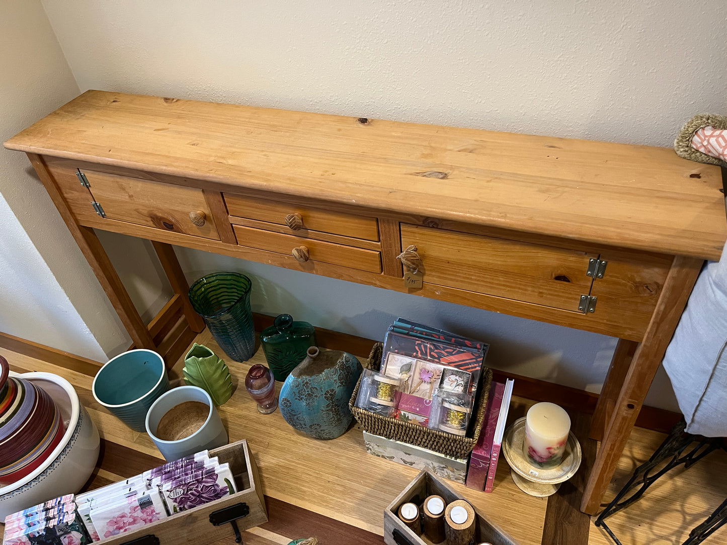 Wood Console with Storage