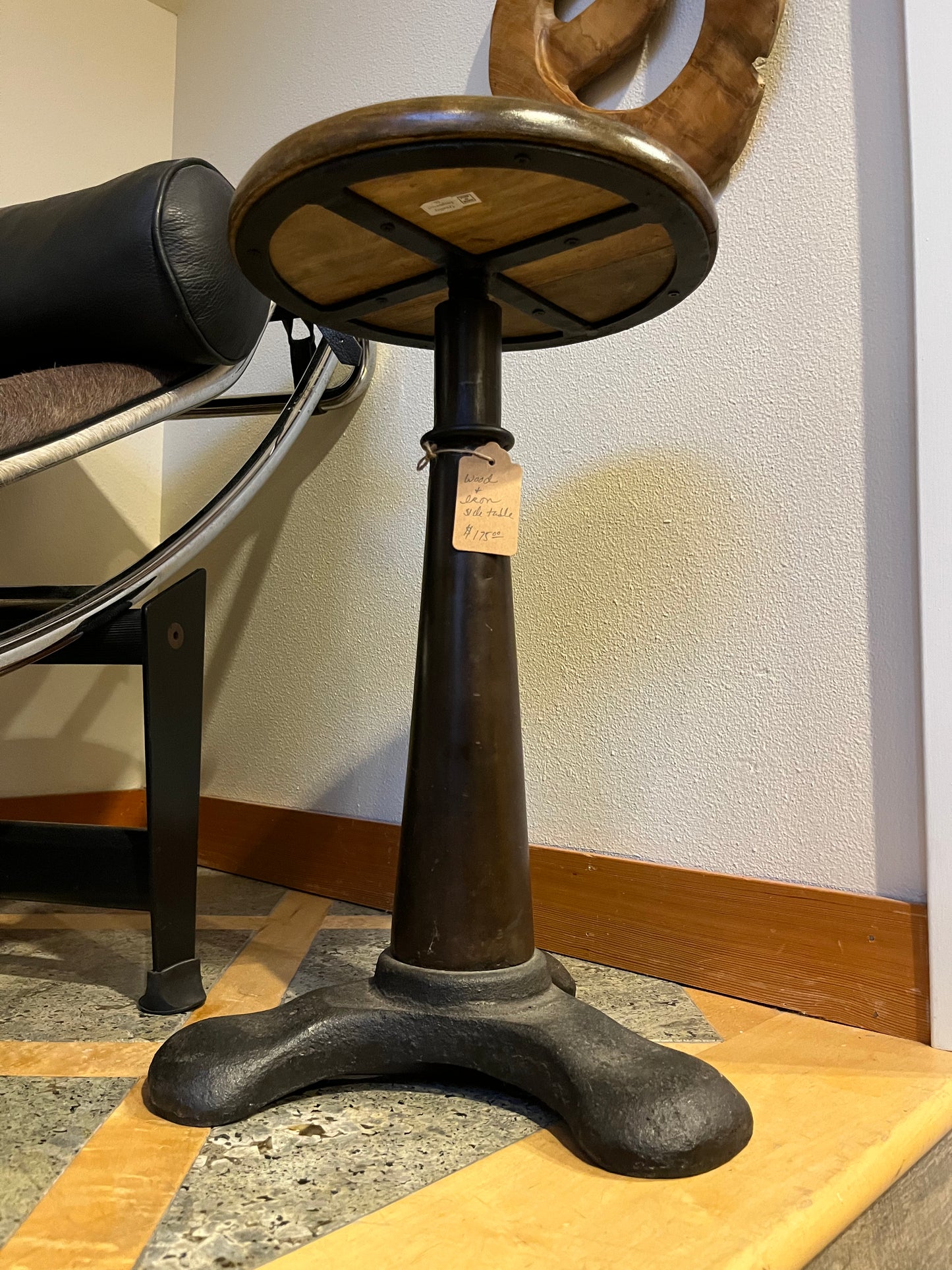 Industrial Steel and Wood Adjustable Side Table