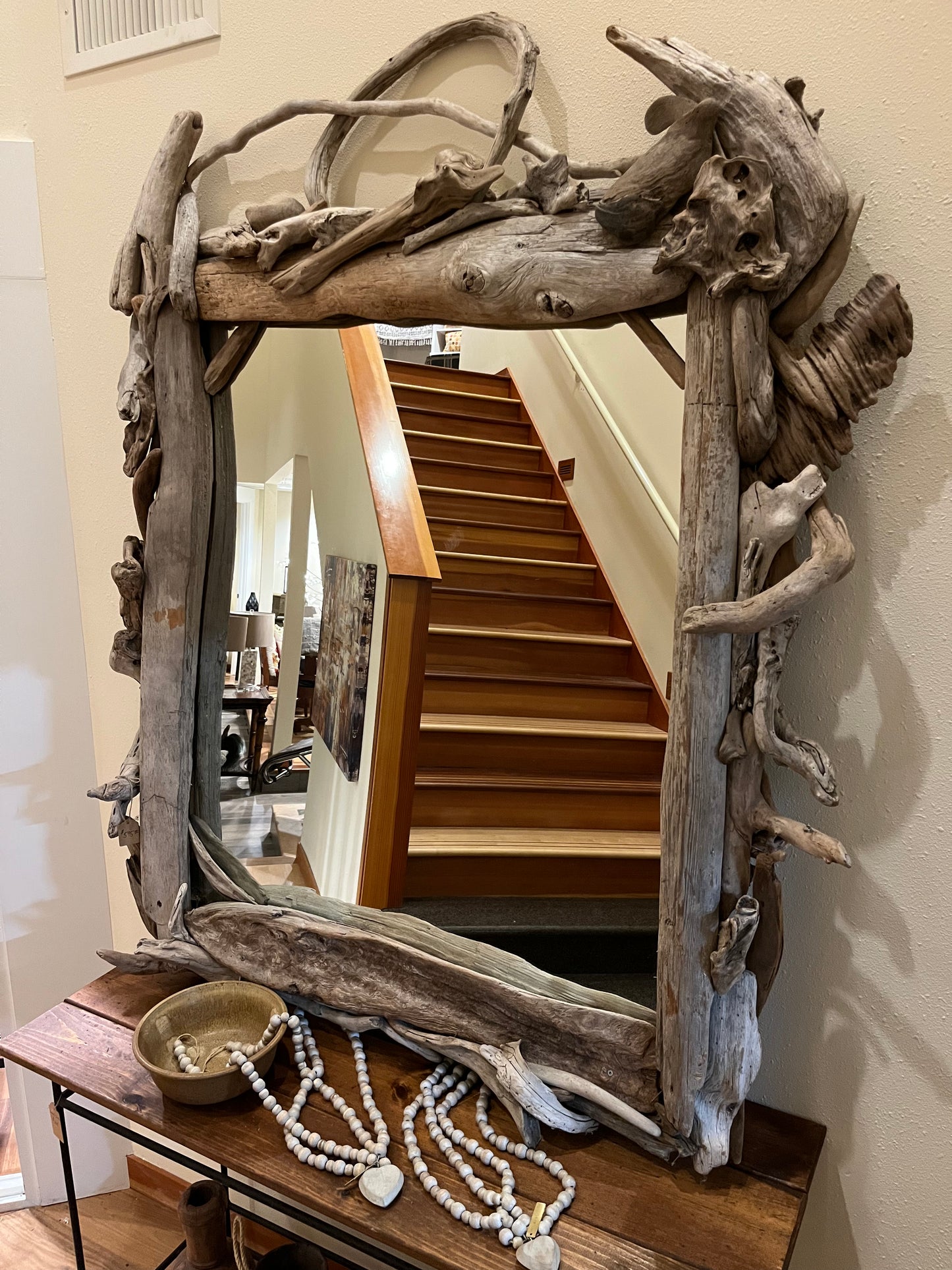 Large Beachwood Mirror, Handmade