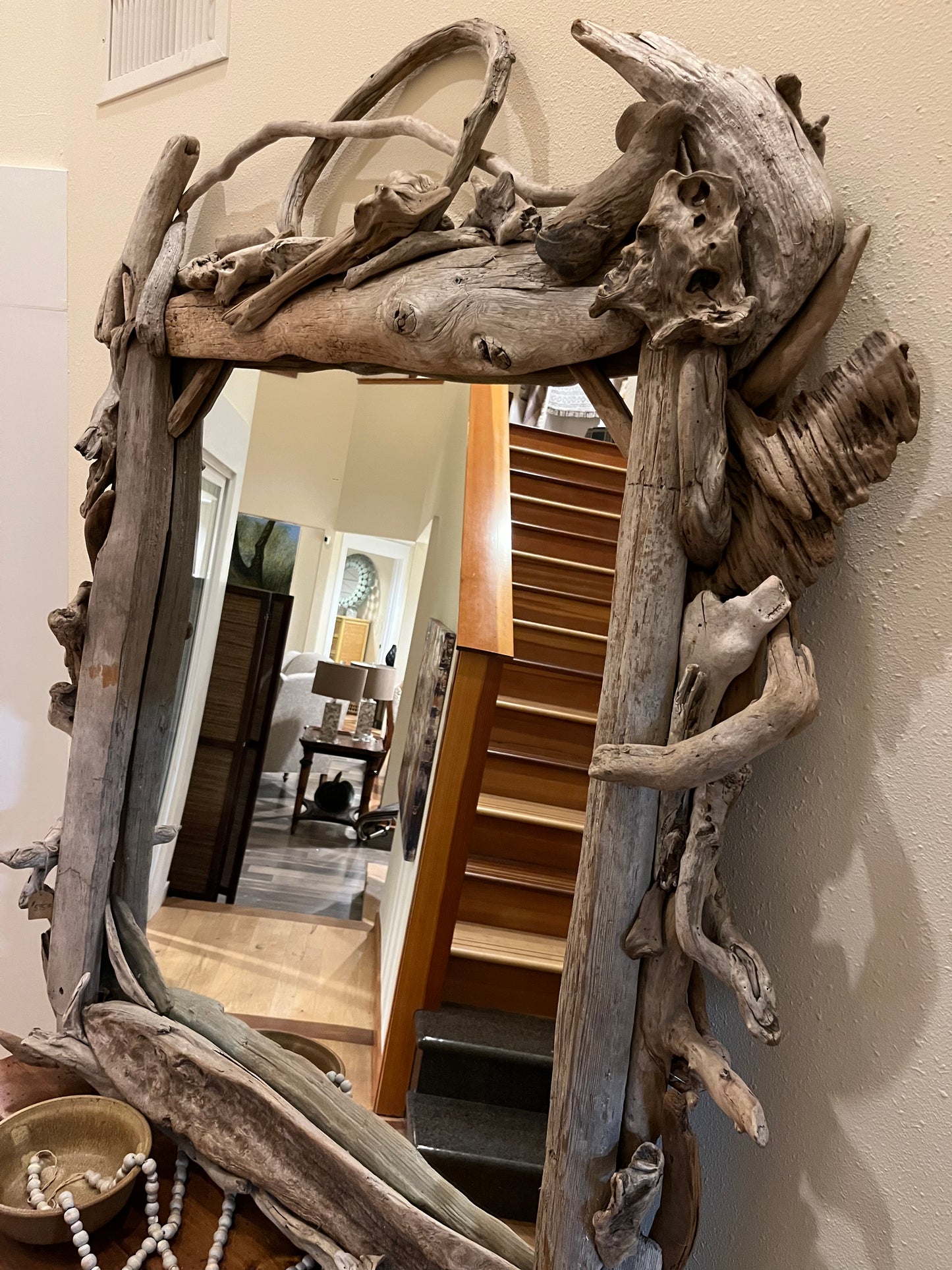 Large Beachwood Mirror, Handmade