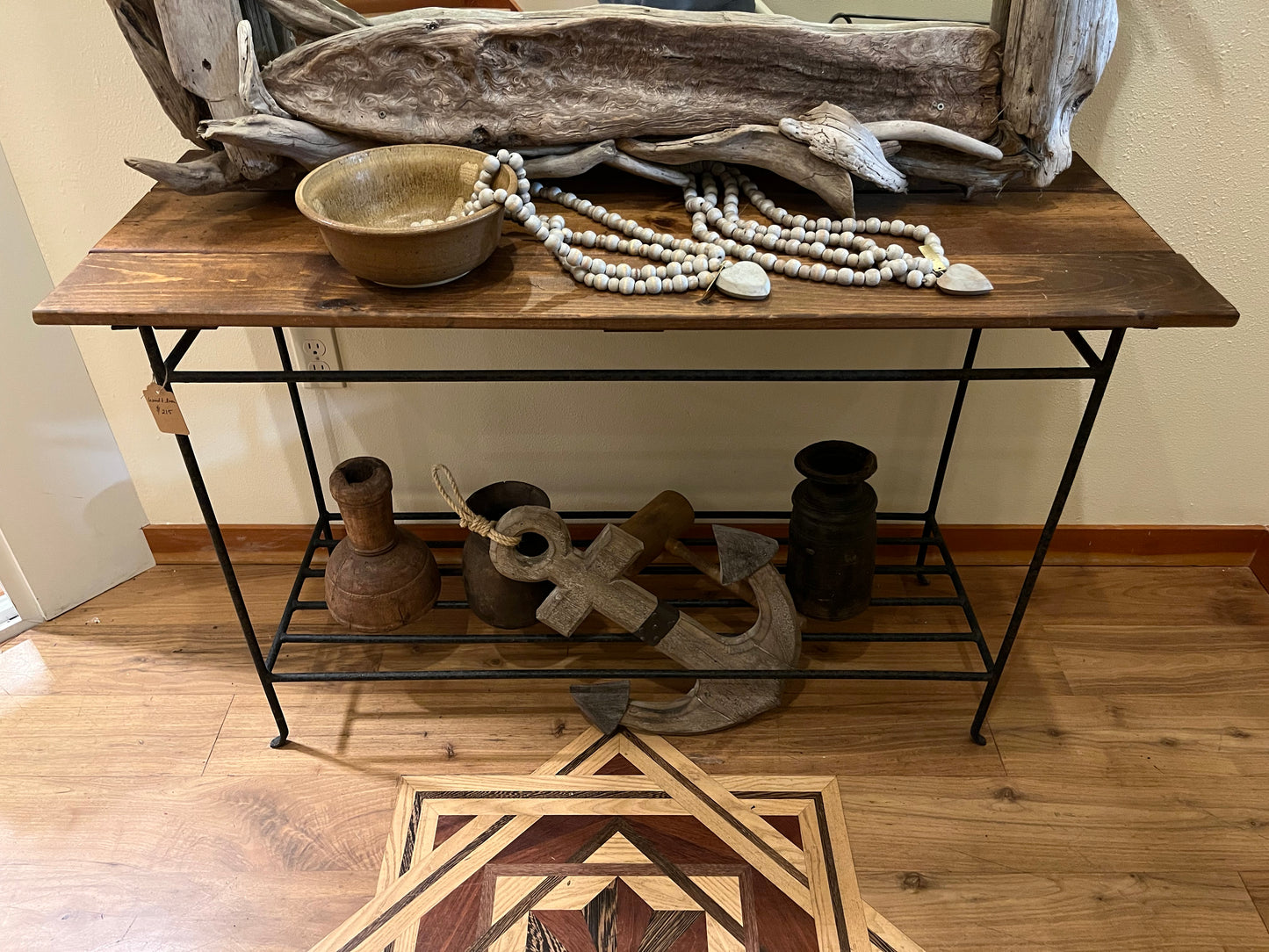 Wood and Steel Console Table