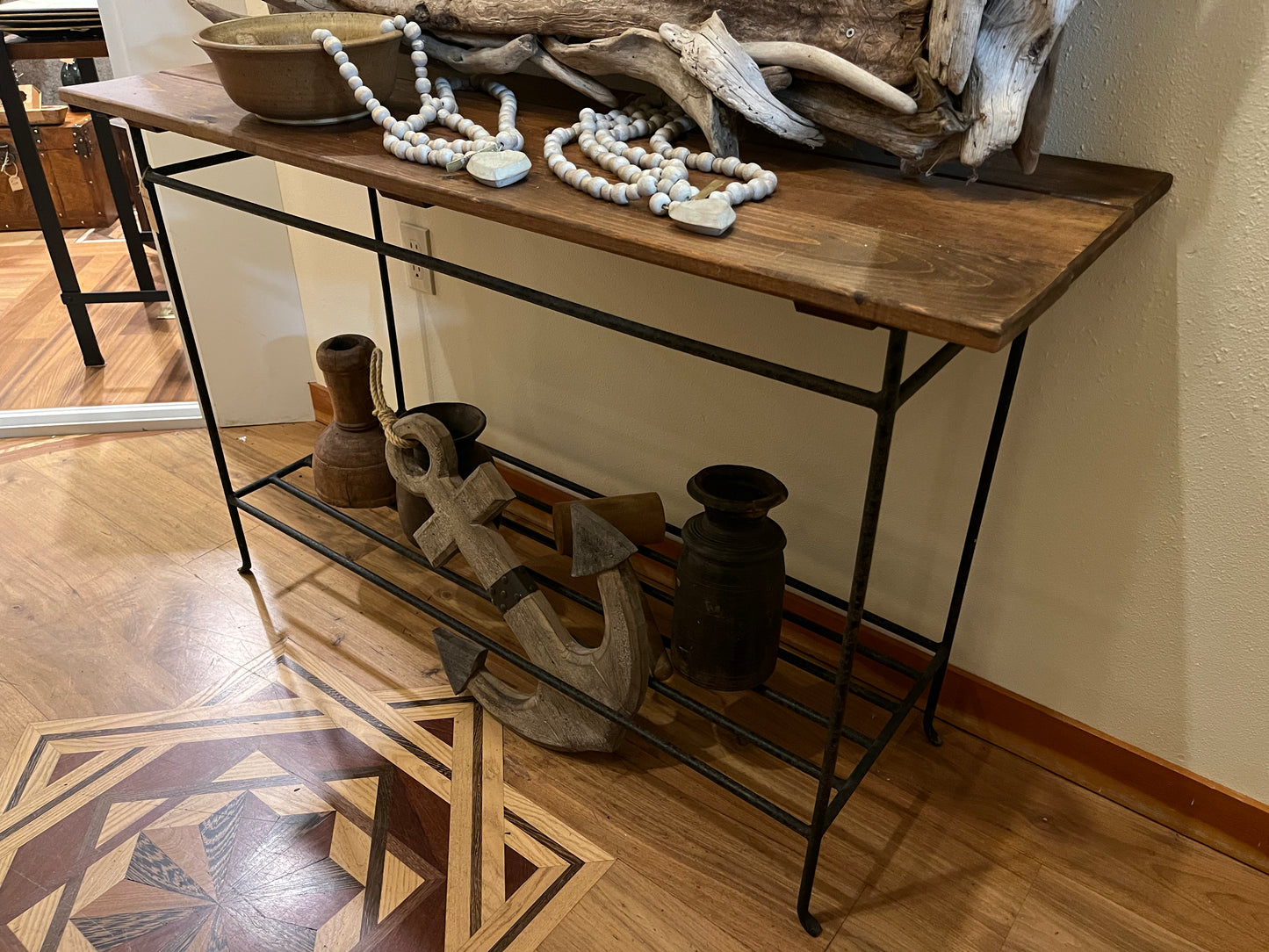 Wood and Steel Console Table