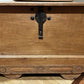 Antique Rolling Chest, Carved Wood and Steel Accents