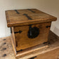 Antique Small Wood Chest, Forged Steel Accents