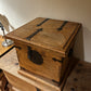 Antique Small Wood Chest, Forged Steel Accents